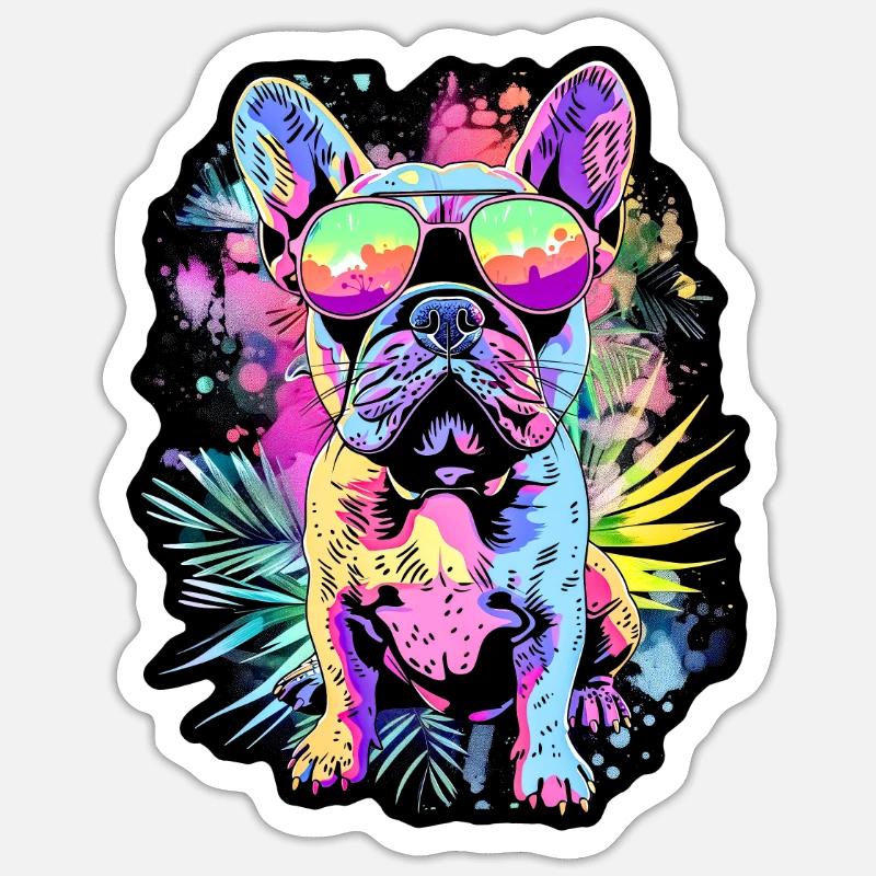 Petit bouledogue - Sticker taille S (10 x 10 cm) - blanc mat