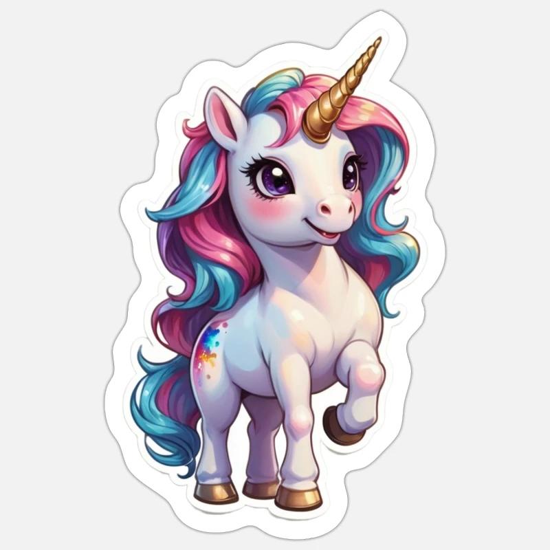 Einhorn - Sticker Größe S (10 x 10 cm) - Mattweiß