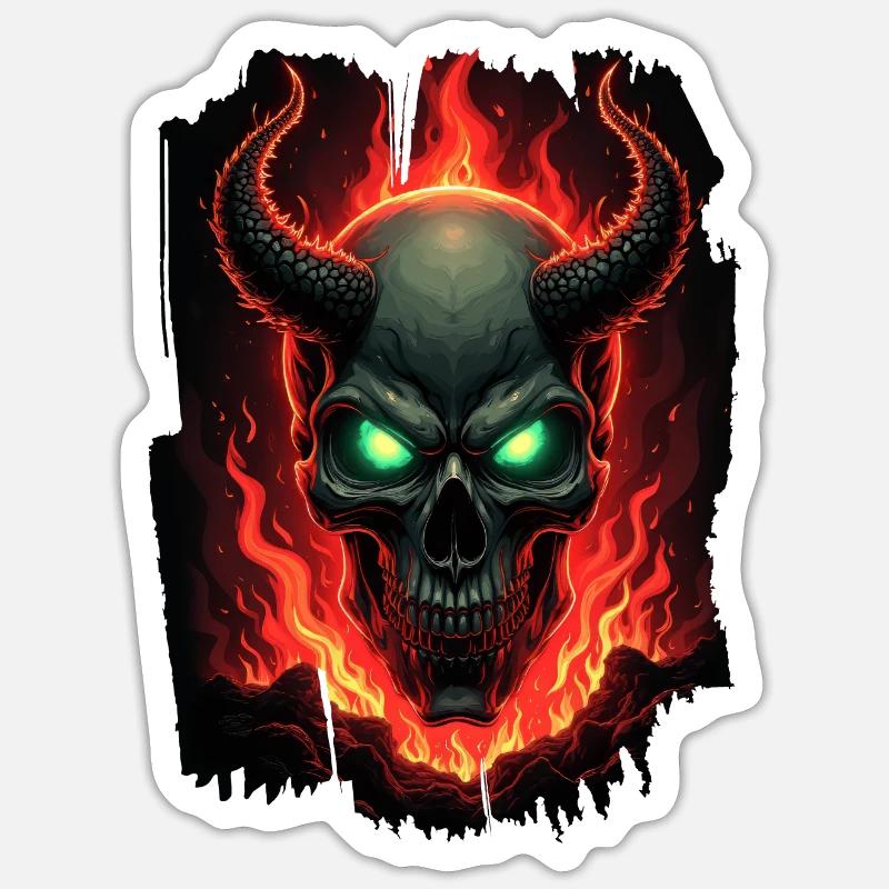 Hellfire Skull - Sticker size S (10 x 10 cm) - white matte