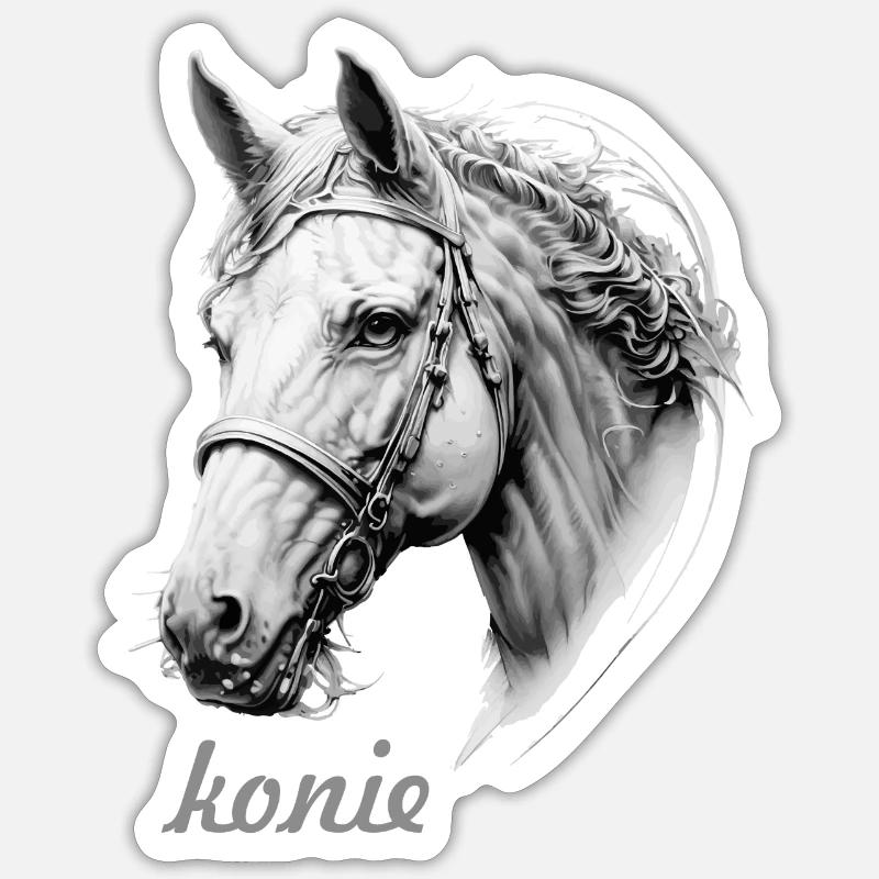 hest - Sticker størrelse S (10 x 10 cm) - mat hvid