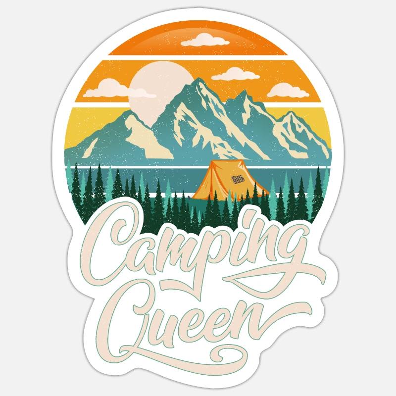 Camping - Sticker taille S (10 x 10 cm) - blanc mat