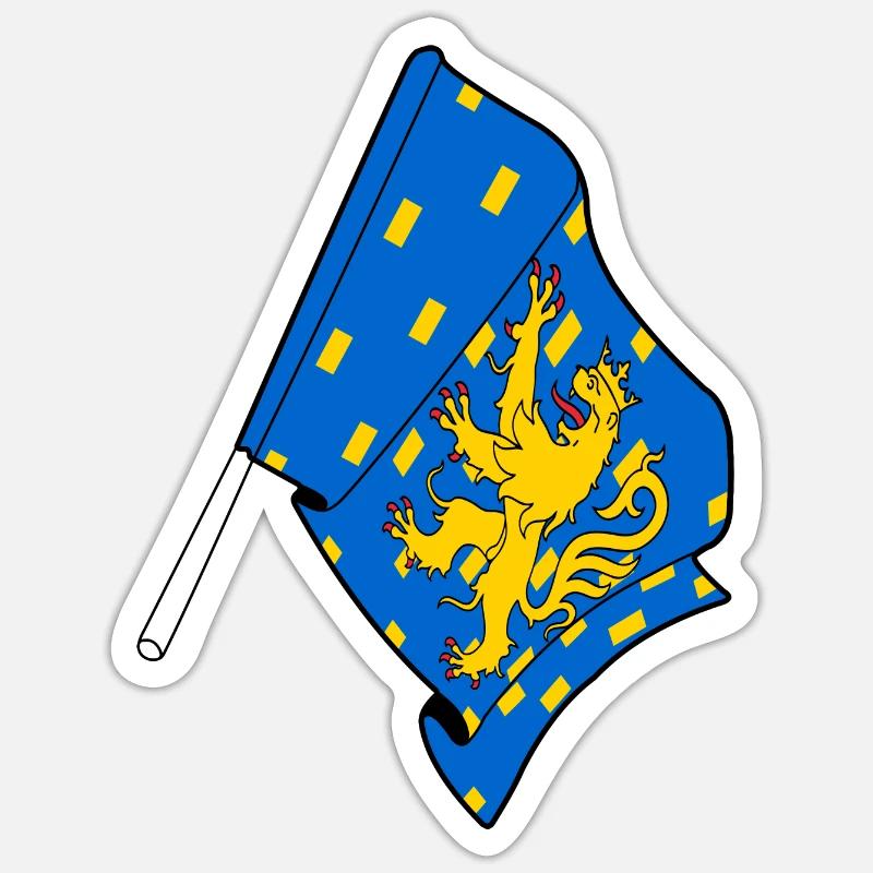 Drapeau de la province de Franche Comté - Sticker taille S (10 x 10 cm) - blanc mat