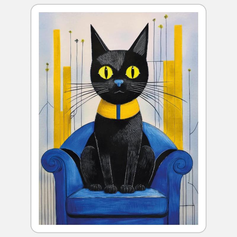 Le chat - Sticker taille S (10 x 10 cm) - blanc mat