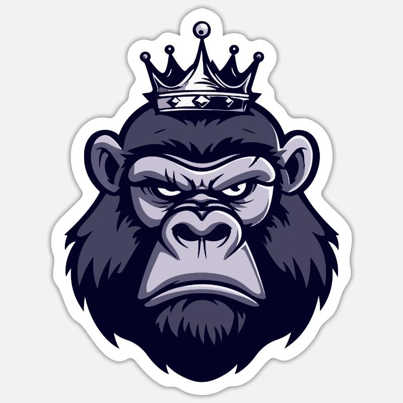 Couronne tête de gorille - Sticker taille S (10 x 10 cm) - blanc mat