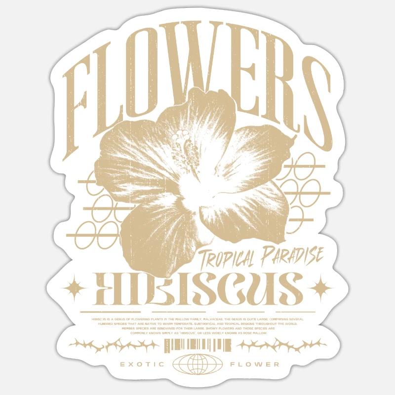 Fleur d’hibiscus Fleur d’hibiscus - Sticker taille S (10 x 10 cm) - blanc mat