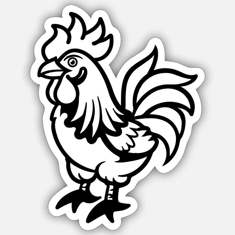 hahn comic - Sticker Größe S (10 x 10 cm) - Mattweiß