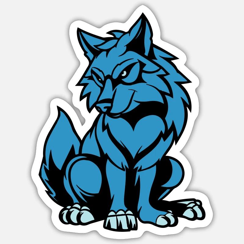 wolf comic tier - Sticker Größe S (10 x 10 cm) - Mattweiß