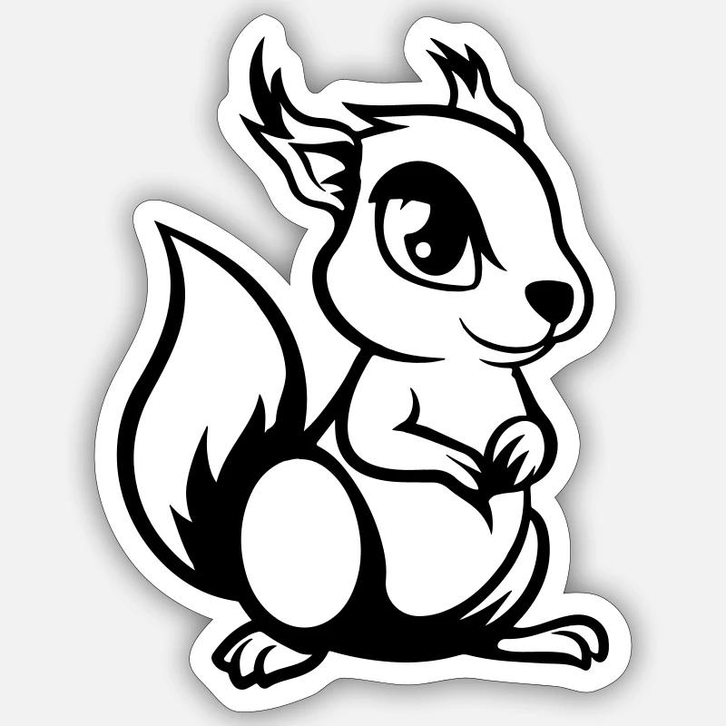 eichhörnchen comic - Sticker Größe S (10 x 10 cm) - Mattweiß