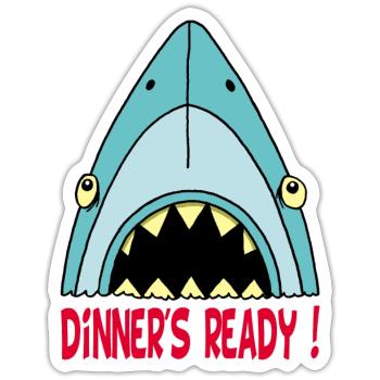 Hungriger Hai - Sticker Größe S (10 x 10 cm) - Mattweiß - Vorne