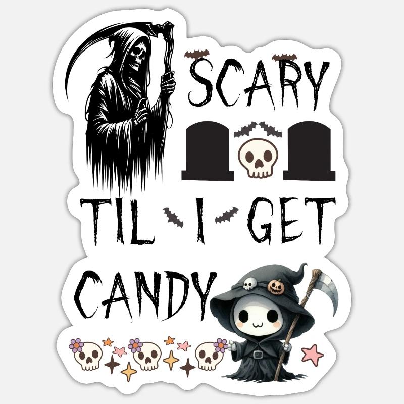Halloween Sensenmann - ScaryTil I Get Candy Sticker Größe S (10 x 10 cm)