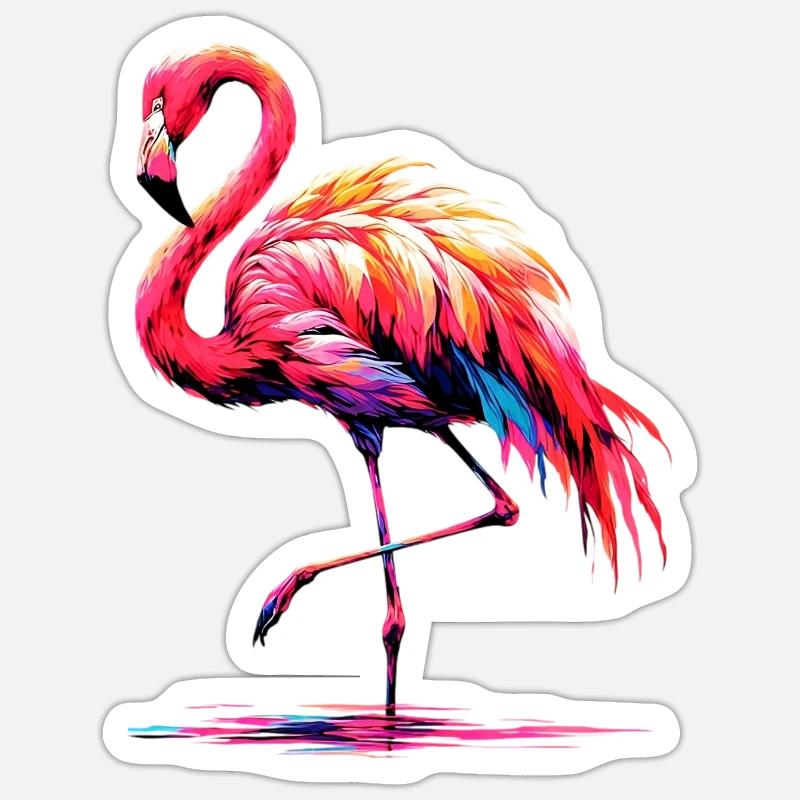 Flamant - Sticker taille S (10 x 10 cm) - blanc mat