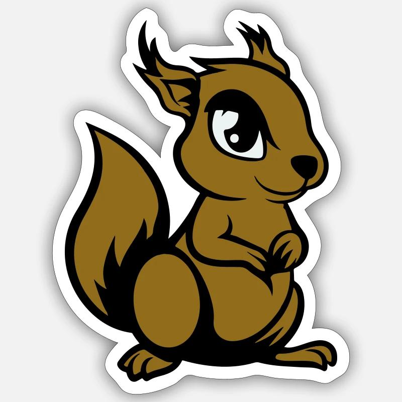 Squirrel Comic Animal Sticker size S (10 x 10 cm)