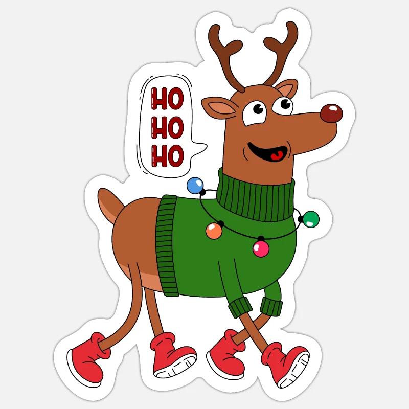 Weihnachtshirsch - Sticker Größe S (10 x 10 cm) - Mattweiß