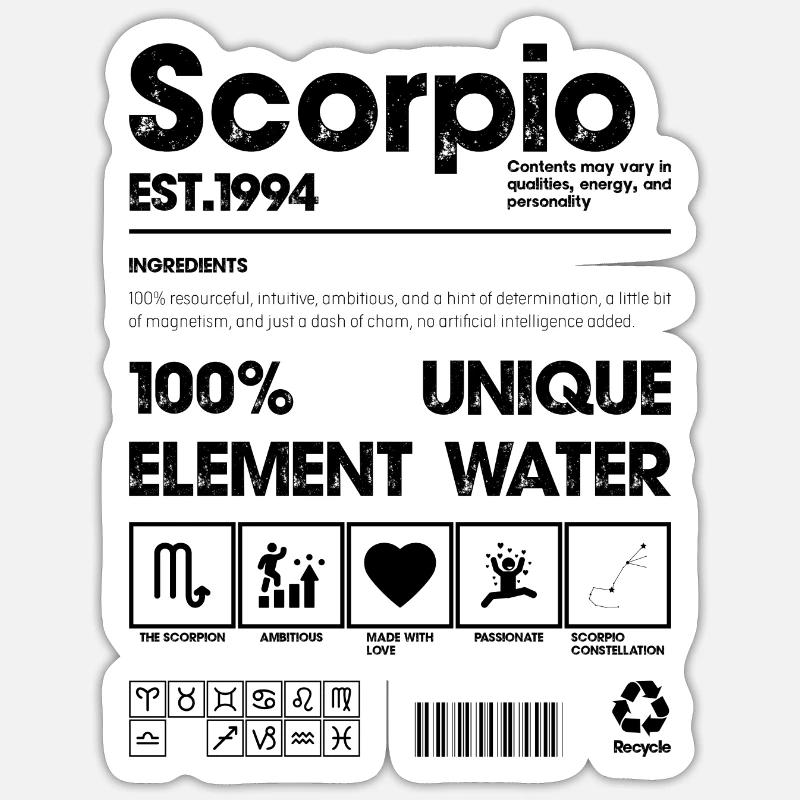 Scorpion 1994 - Sticker taille S (10 x 10 cm) - blanc mat