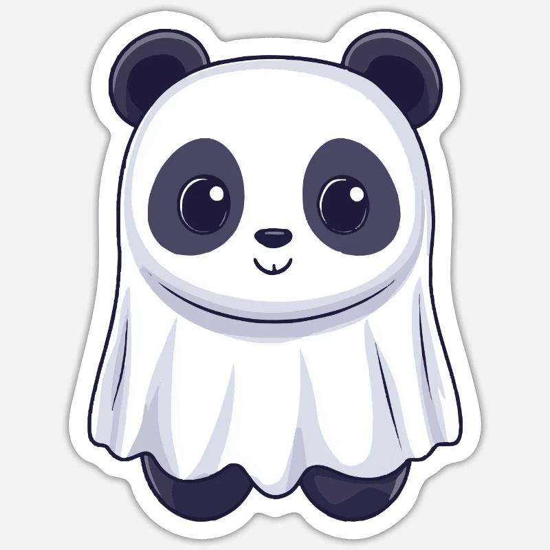 Panda Halloween Comic Geist - Sticker Größe S (10 x 10 cm) - Mattweiß