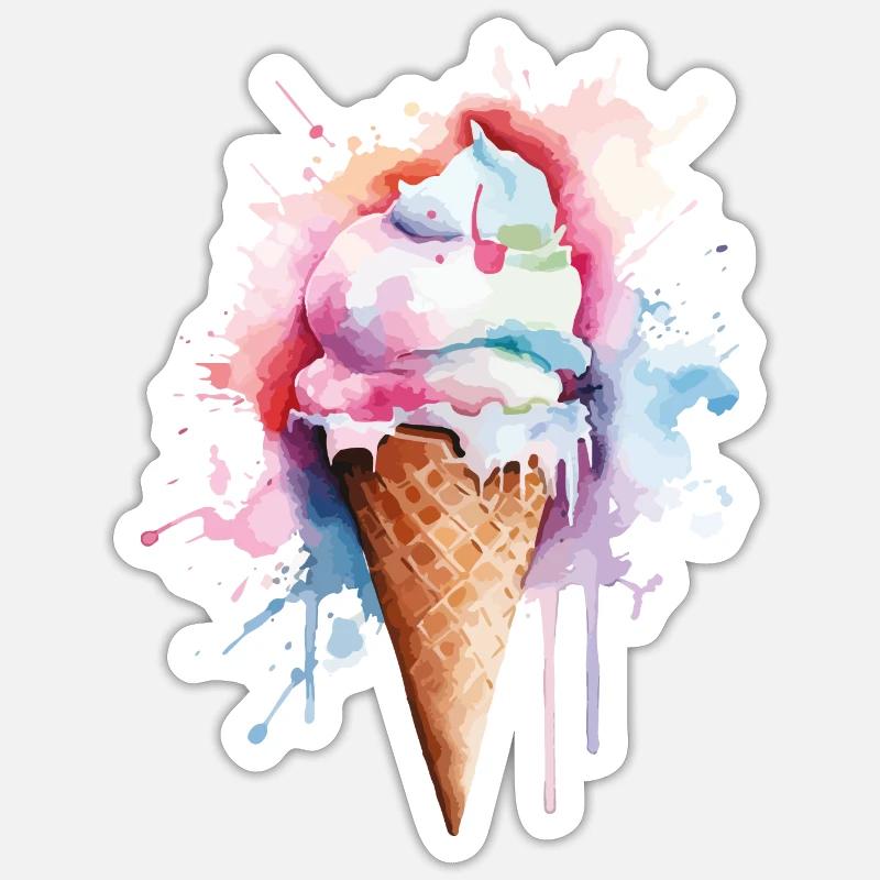 Crème glacée Crème glacée - Sticker taille S (10 x 10 cm) - blanc mat