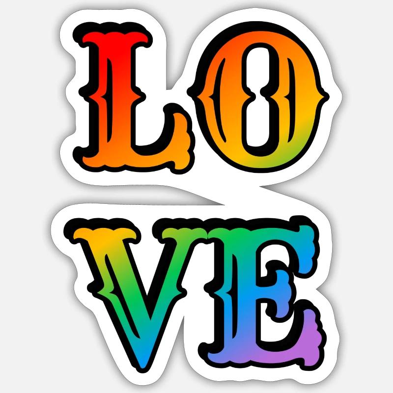 Retro Regenbogen Liebe - Sticker Größe S (10 x 10 cm) - Mattweiß