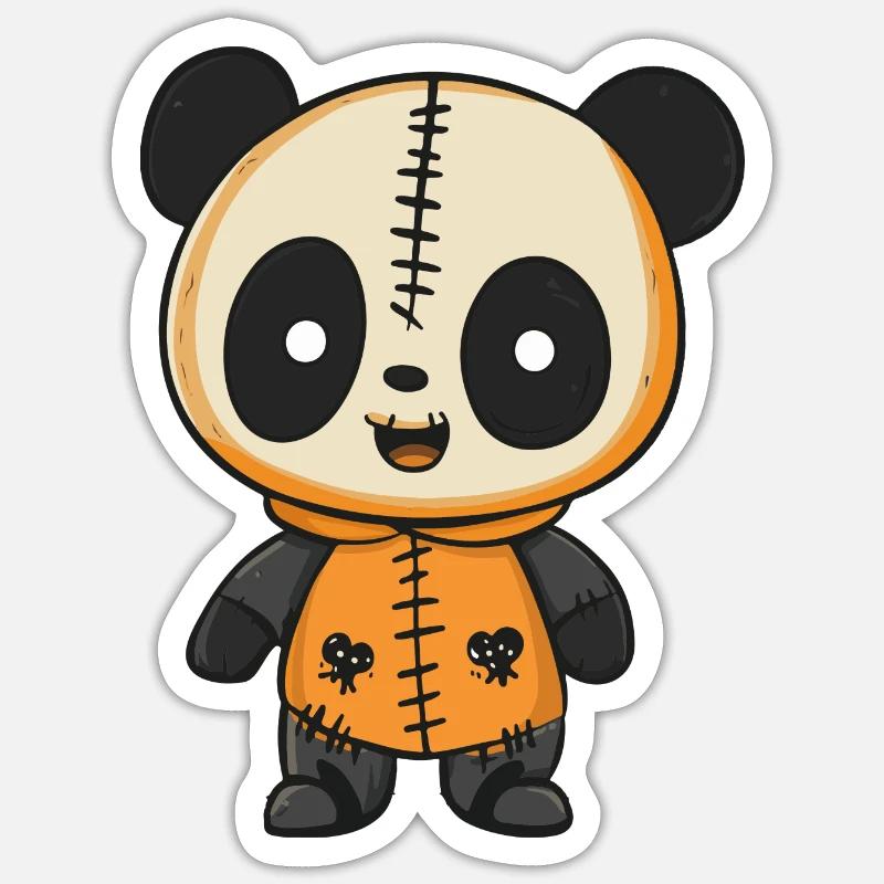 Panda Halloween Zombie - Sticker taille S (10 x 10 cm) - blanc mat