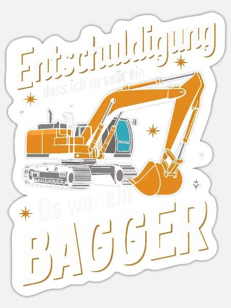 Baggerfahrer Bauarbeiter Baustelle Baumaschine - Sticker Größe S (10 x 10 cm) - Mattweiß