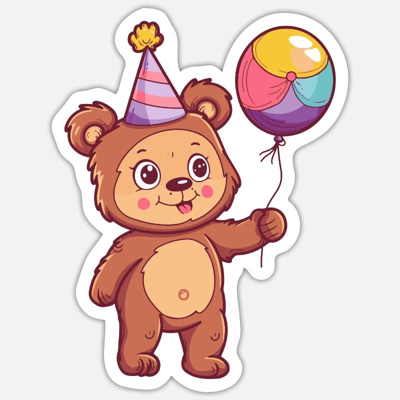Bear Birthday Comic - Sticker size S (10 x 10 cm) - white matte