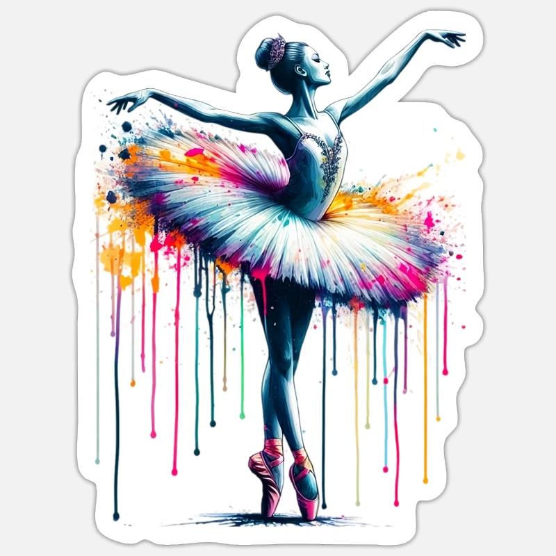 Ballet dancer with tutu - Sticker size S (10 x 10 cm) - white matte