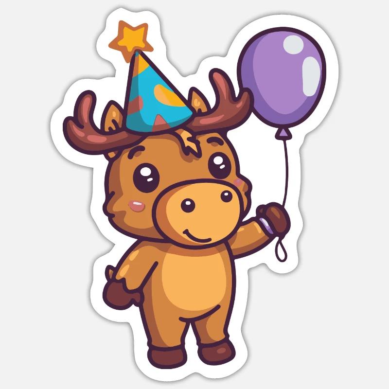 Moose Birthday Comic - Sticker size S (10 x 10 cm) - white matte