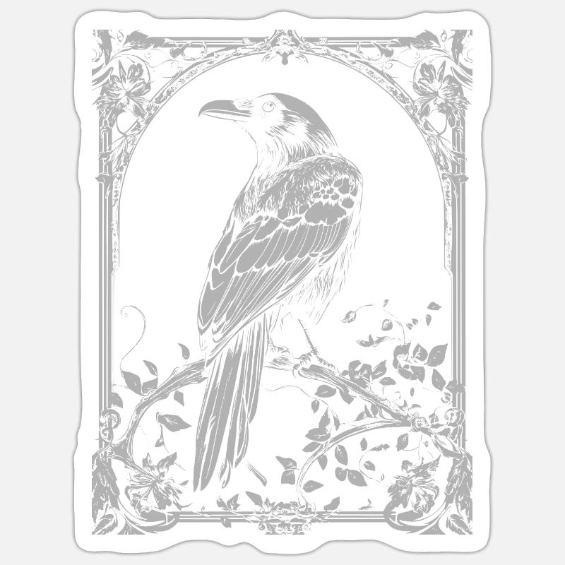 Corbeau Goth - Sticker taille S (10 x 10 cm) - blanc mat