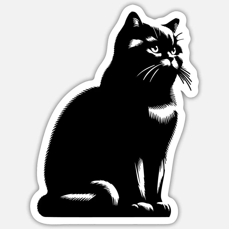 Britisch Kurzhaar Katze - Sticker Größe S (10 x 10 cm) - Mattweiß