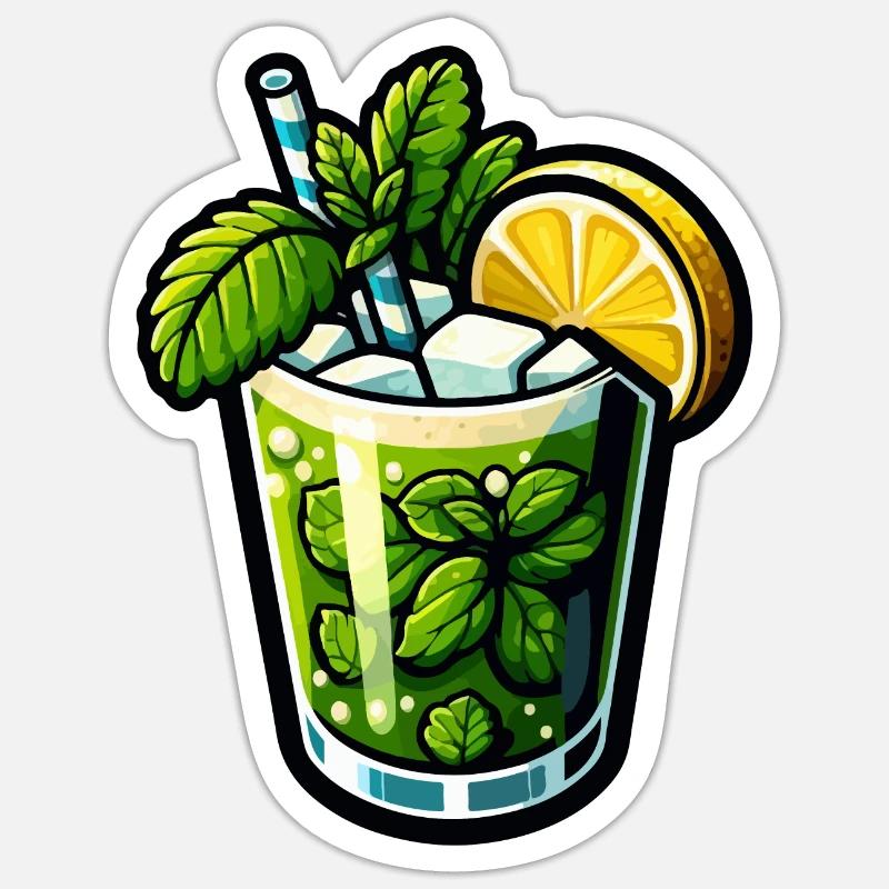 Mojito Cocktail Rum Lime Mint - Sticker size S (10 x 10 cm) - white matte