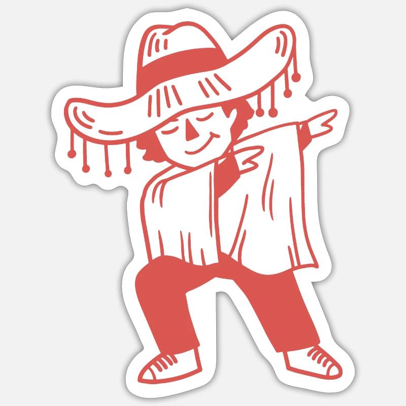 Dabbing Mexikaner Cinco de Mayo - Sticker Größe S (10 x 10 cm) - Mattweiß