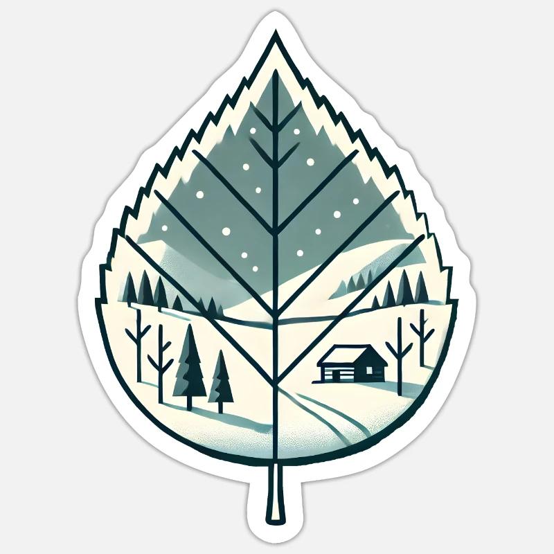 Blatt mit Schneelandschaft Sticker Größe S (10 x 10 cm)
