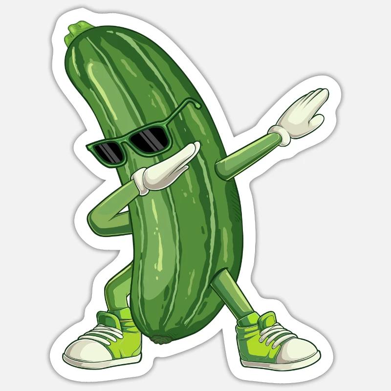 Dabbing Pickle - Amateur de cornichons à l’aneth drôle - Sticker taille S (10 x 10 cm) - blanc mat