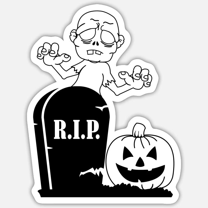 Rip Pumpkin Zombie - Sticker size S (10 x 10 cm) - white matte