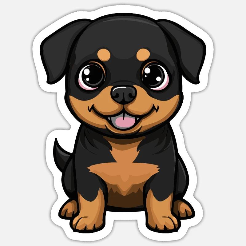 Rottweiler Hund Comic Niedlich - Sticker Größe S (10 x 10 cm) - Mattweiß
