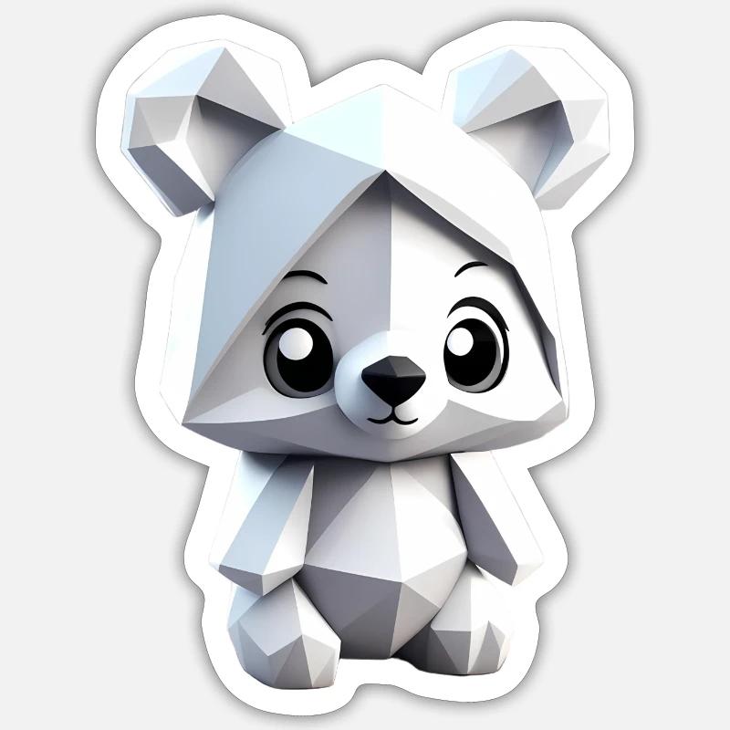 bear art - Sticker taille S (10 x 10 cm) - blanc mat