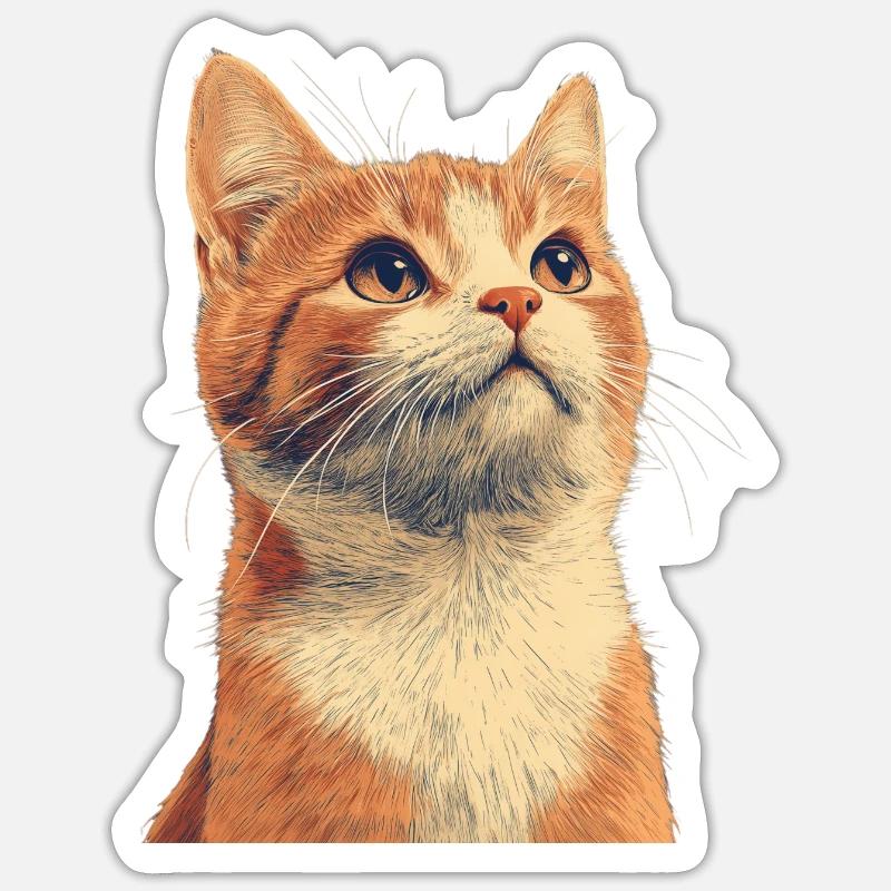 Chat roux mignon Sticker taille S (10 x 10 cm)