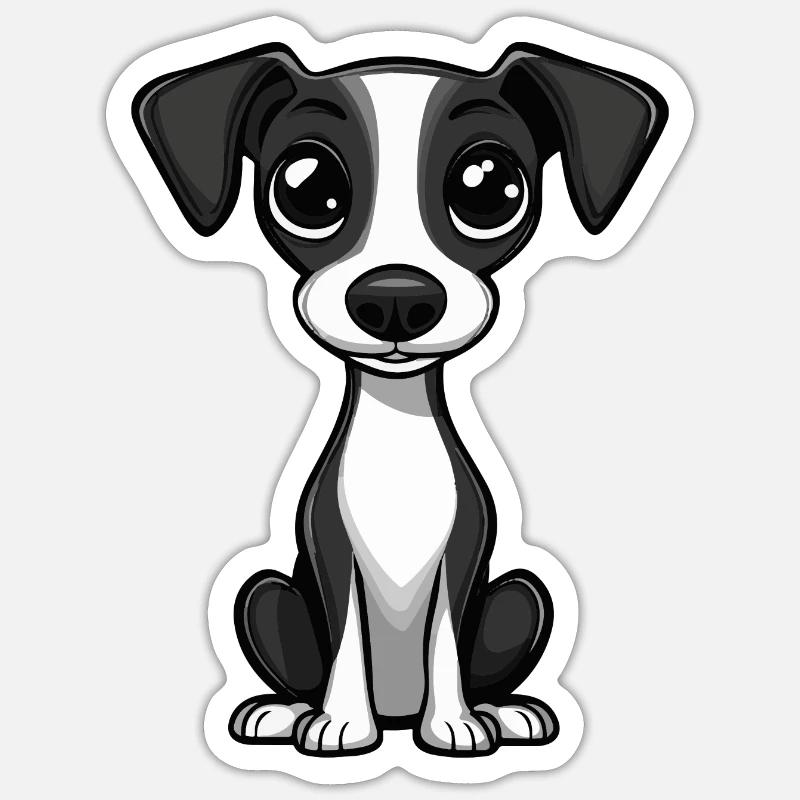 Whippet Hund Comic Baby - Sticker Größe S (10 x 10 cm) - Mattweiß