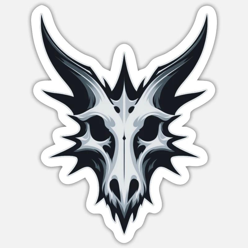 Crâne de dragon - Sticker taille S (10 x 10 cm) - blanc mat