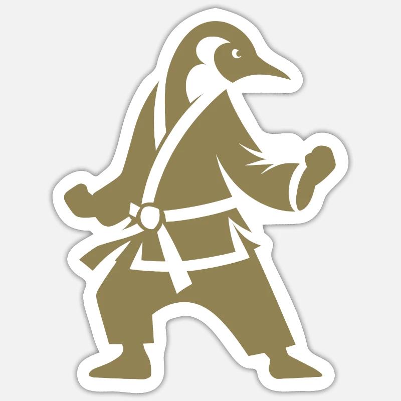 Pinguin Karate Kampfkunst Silhouette - Sticker Größe S (10 x 10 cm) - Mattweiß