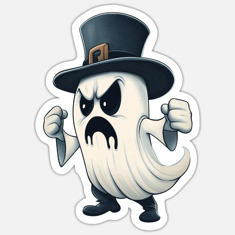 Grumpy Ghost - Sticker size S (10 x 10 cm) - white matte