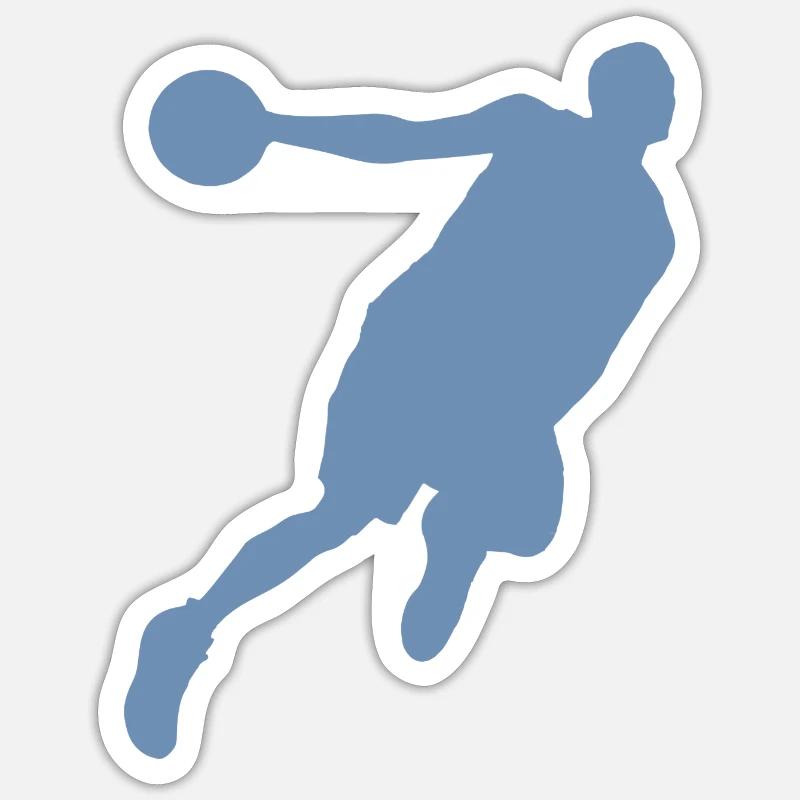 Silhouette de basketteur, design sportif dynamique - Sticker taille S (10 x 10 cm) - blanc mat