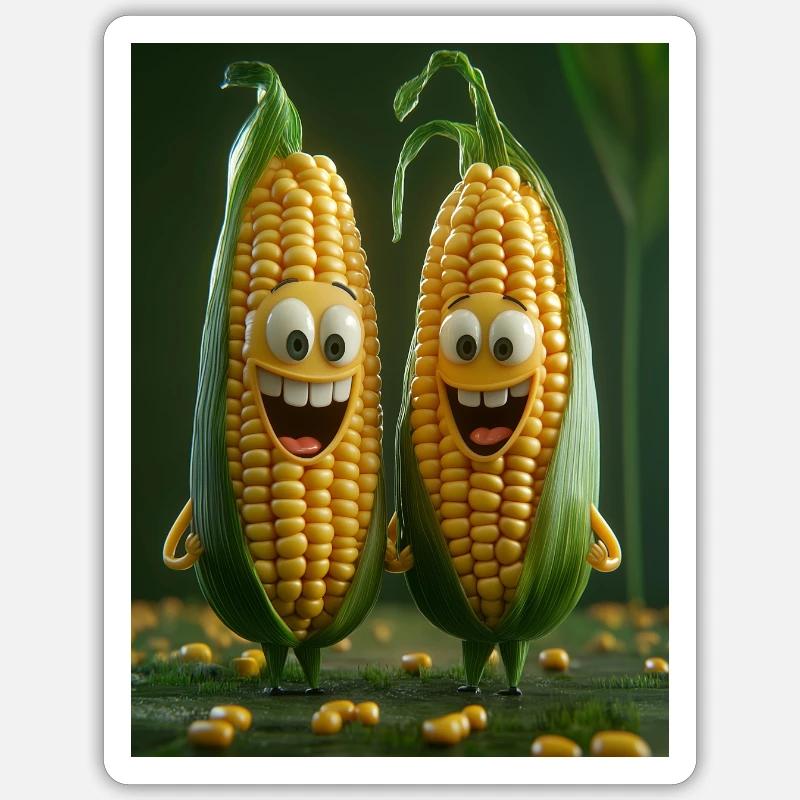 Happy Corn - Sticker Größe S (10 x 10 cm) - Mattweiß