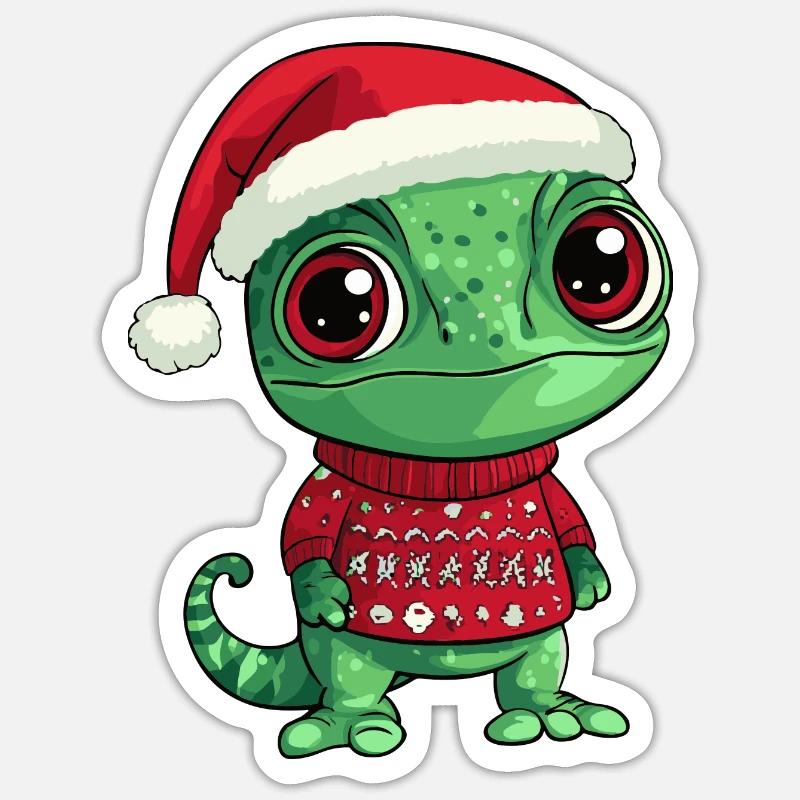 Chameleon Christmas Comic - Sticker size S (10 x 10 cm) - white matte