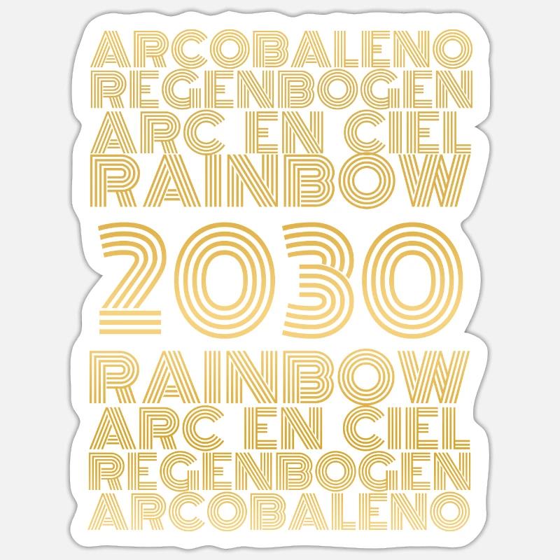 Arc-en-ciel 2030 - Sticker taille S (10 x 10 cm) - blanc mat