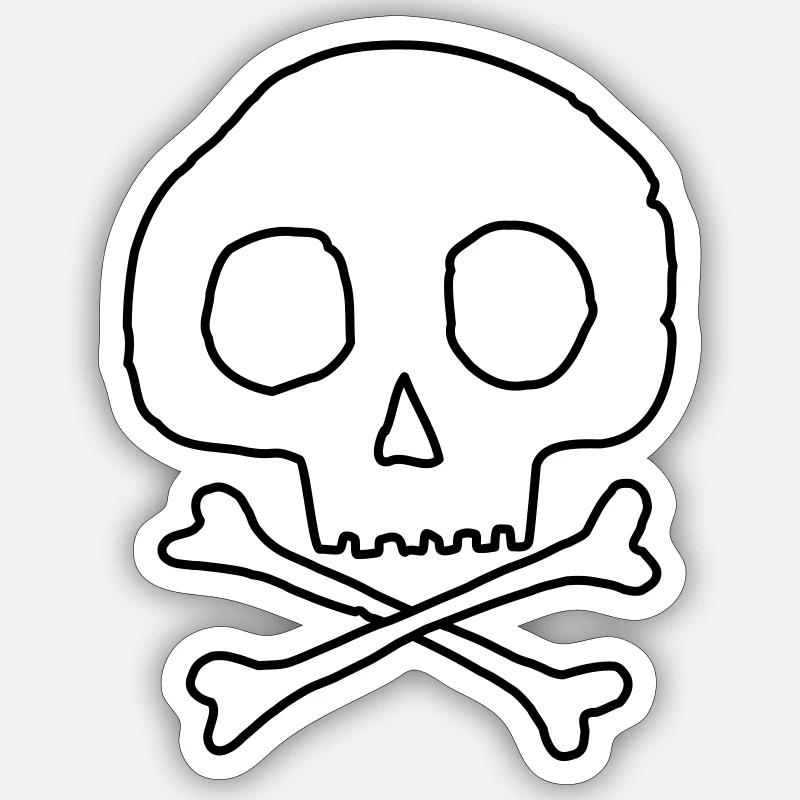 Crâne et os - Sticker taille S (10 x 10 cm) - blanc mat