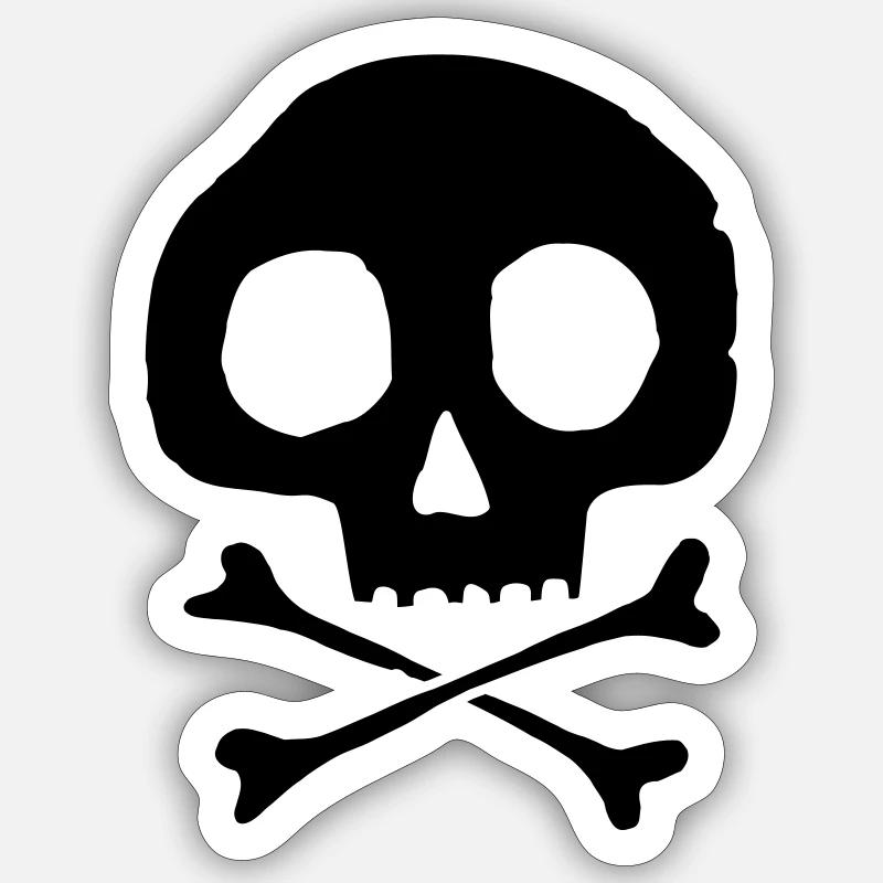 Schädel und Knochen - Sticker Größe S (10 x 10 cm) - Mattweiß