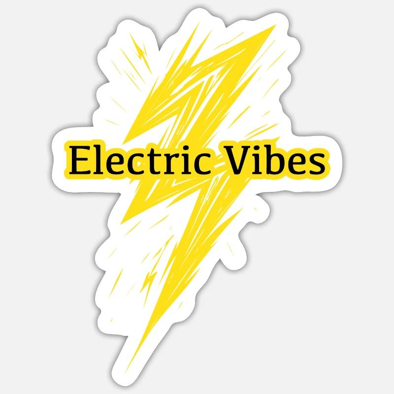 Electric Vibes: Element Blitz-Design - Sticker Größe S (10 x 10 cm) - Mattweiß