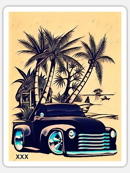 Freistil Retro Car Design - Sticker Größe S (10 x 10 cm) - Mattweiß