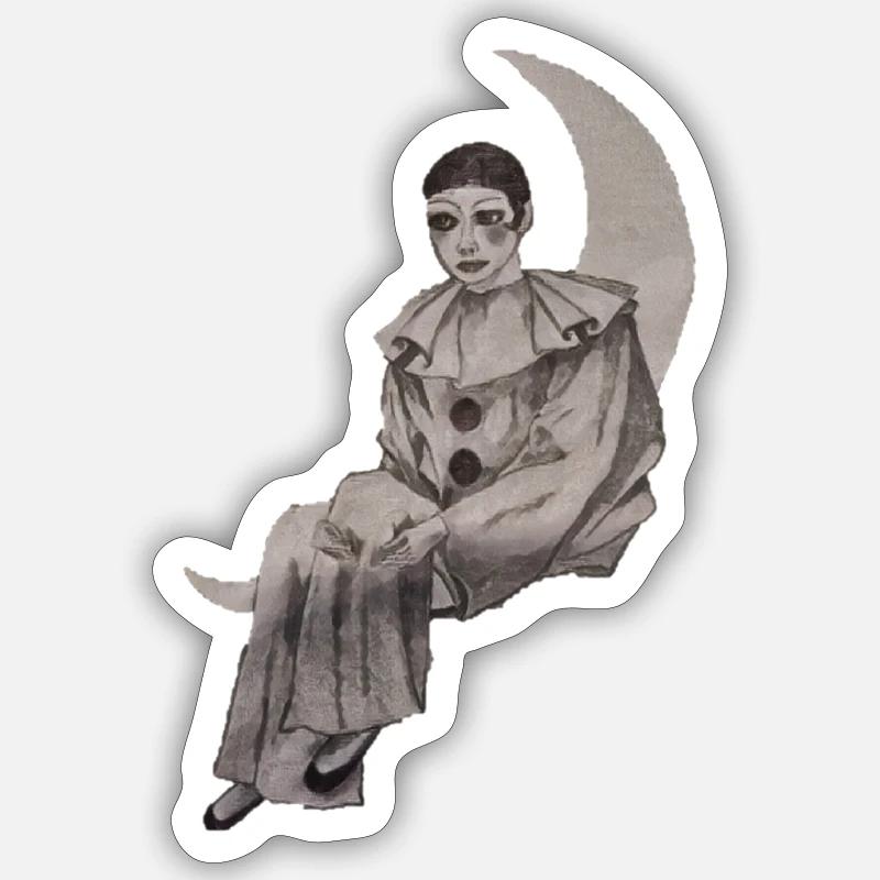 PIERROT - Sticker taille S (10 x 10 cm) - blanc mat