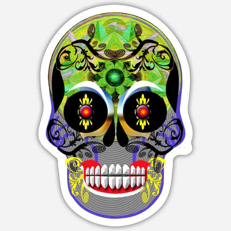 Schädel 7 - Sticker Größe S (10 x 10 cm) - Mattweiß